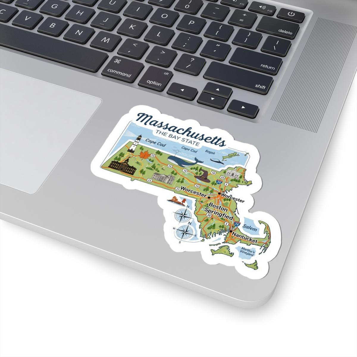 ColorFlow | Massachusetts Vinyl Sticker | Bay State Decal | Waterproof Durable | Made in USA | Boston Art | Laptop Water Bottle