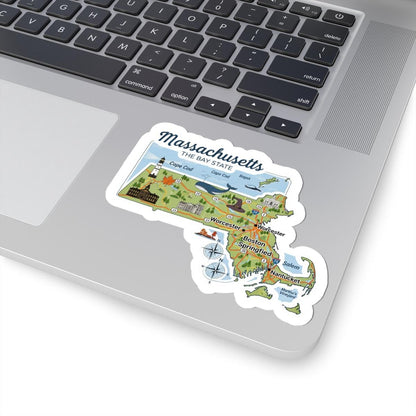 ColorFlow | Massachusetts Vinyl Sticker | Bay State Decal | Waterproof Durable | Made in USA | Boston Art | Laptop Water Bottle