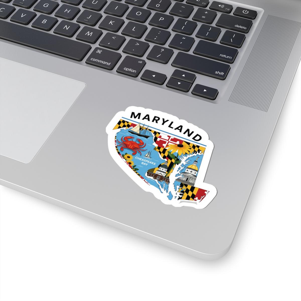 ColorFlow | Maryland Vinyl Sticker | Chesapeake Bay State Decal | Waterproof Durable | Made in USA | Crab Art | Laptop Water Bottle