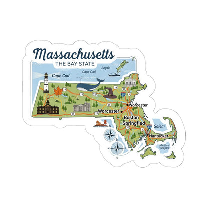 ColorFlow | Massachusetts Vinyl Sticker | Bay State Decal | Waterproof Durable | Made in USA | Boston Art | Laptop Water Bottle