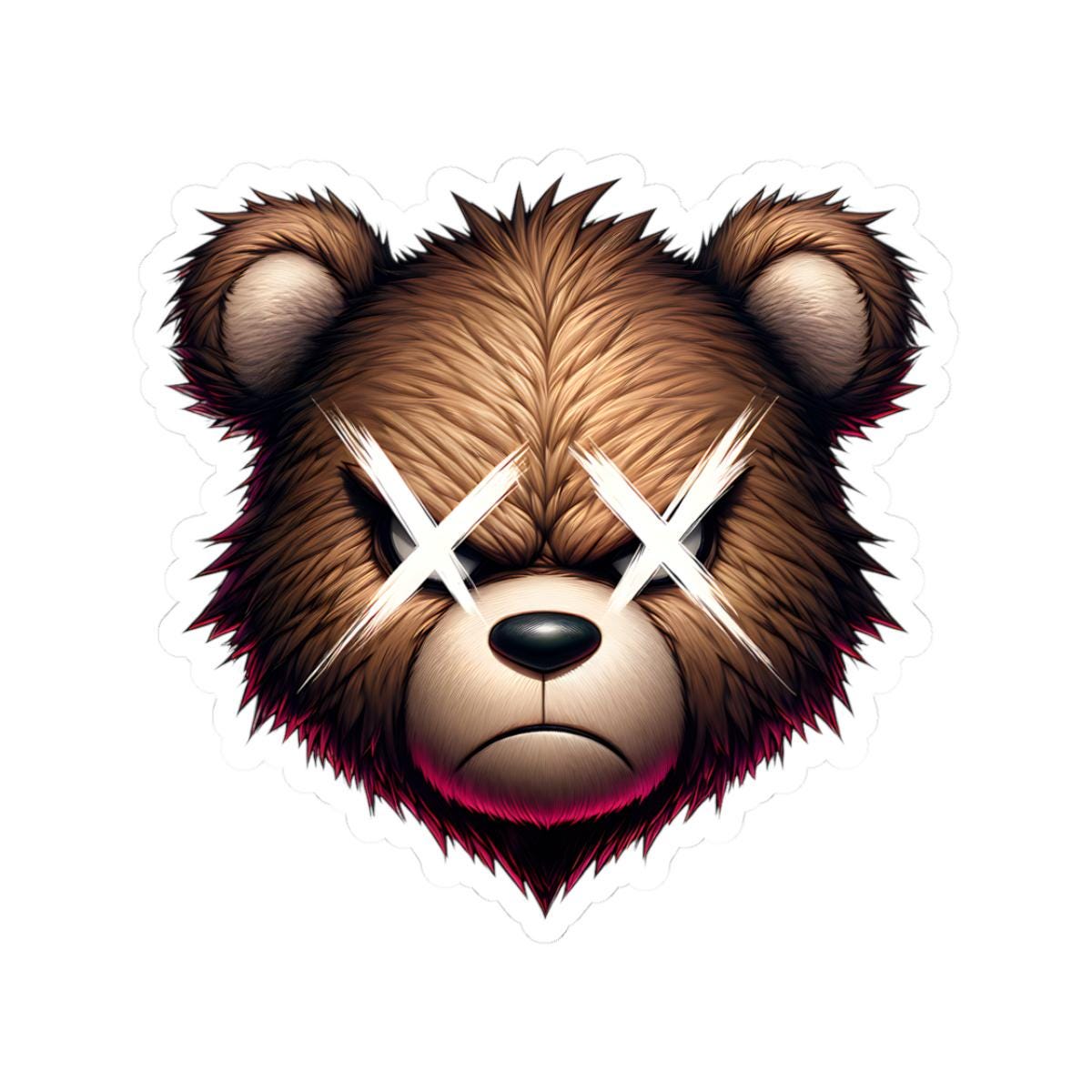 Angry Bear Vinyl Sticker: Gamer Streetwear Decal - Waterproof Glossy or Matte