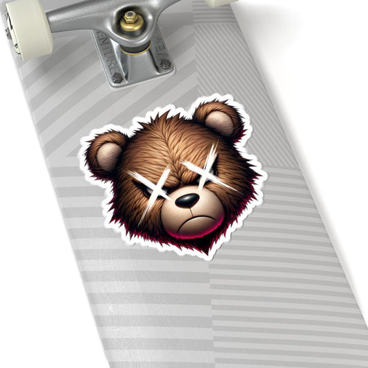 Angry Bear Vinyl Sticker: Gamer Streetwear Decal - Waterproof Glossy or Matte