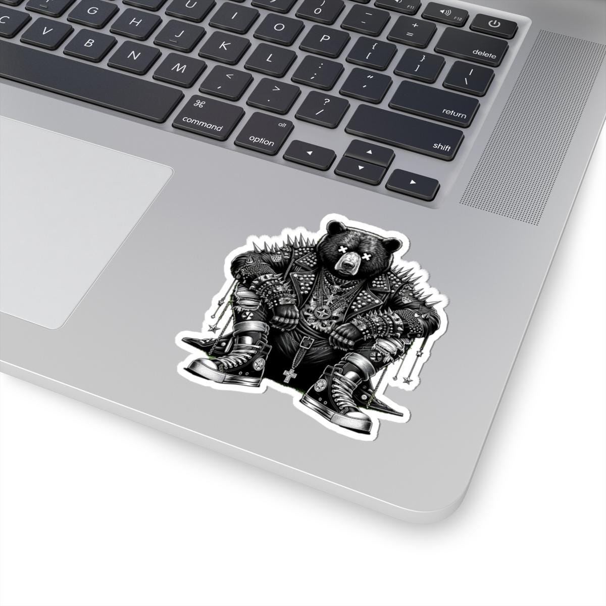 Punk Rock Bear Vinyl Sticker: Gothic Streetwear, Waterproof