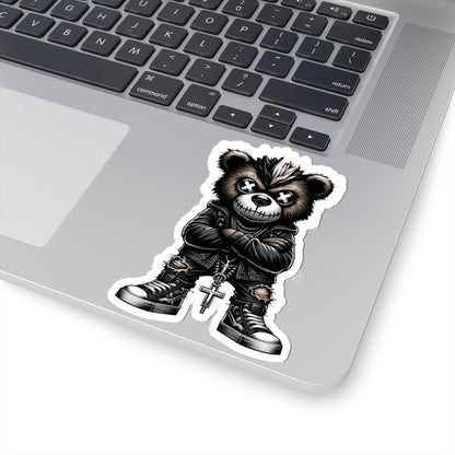 Punk Mohawk Bear Vinyl Sticker: Gothic Gamer Streetwear, Waterproof