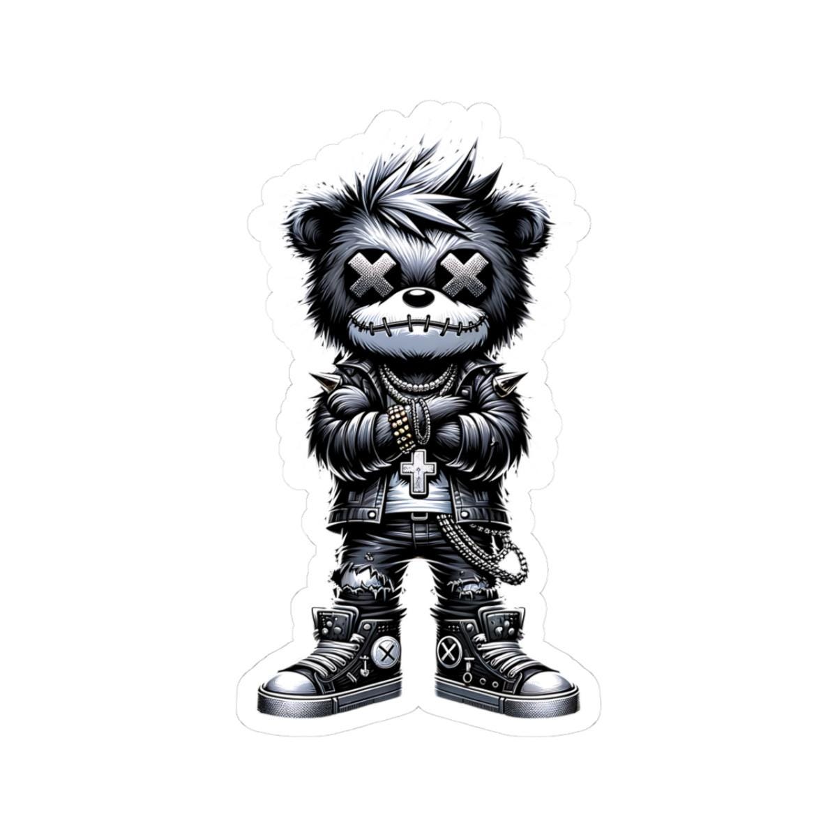 Cyber Gothic Bear Vinyl Sticker: Punk Streetwear, Gamer Decal