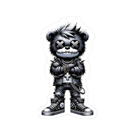 Cyber Gothic Bear Vinyl Sticker: Punk Streetwear, Gamer Decal