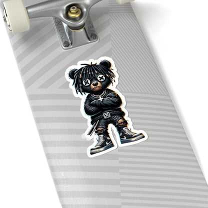 Streetwear Bear Vinyl Sticker: Urban Gothic Gamer Style