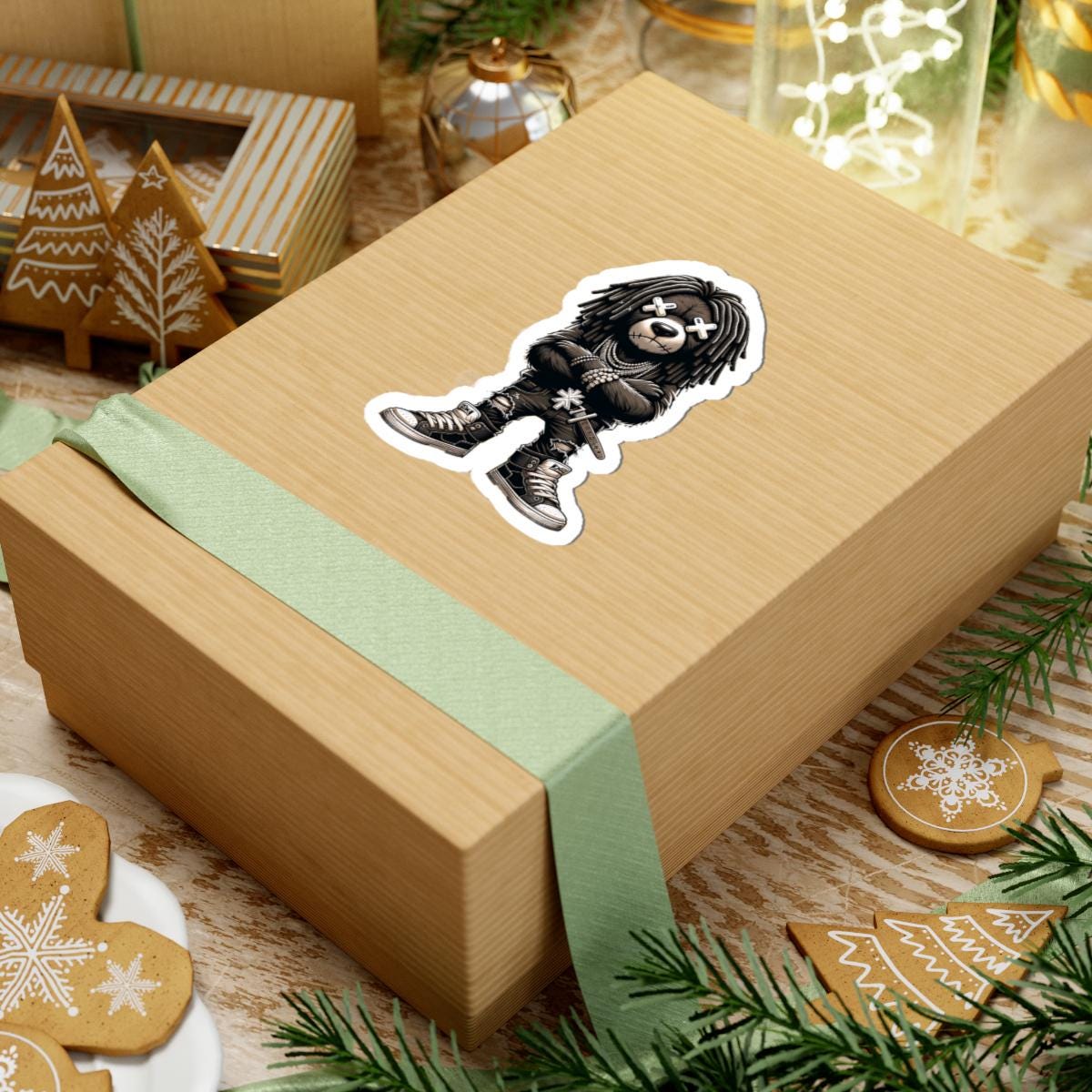 Dreadlock Bear Vinyl Sticker: Urban Streetwear, Gamer Style
