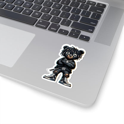 Streetwear Bear Vinyl Sticker: Urban Gothic Gamer Style