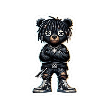 Streetwear Bear Vinyl Sticker: Urban Gothic Gamer Style