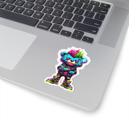 ColorFlow | Neon Punk Bear Vinyl Sticker | Graffiti Streetwear Gamer Sticker | Waterproof Glossy or Matte