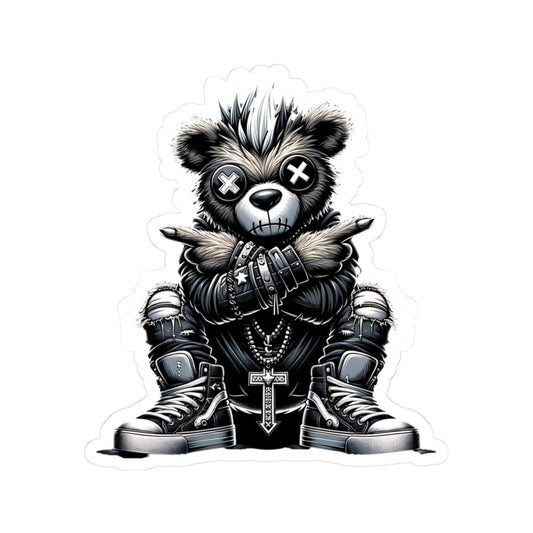Punk Gothic Bear Vinyl Sticker: Gamer Streetwear, Waterproof Decal