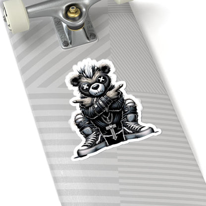Punk Gothic Bear Vinyl Sticker: Gamer Streetwear, Waterproof Decal