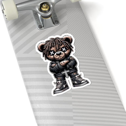 Dreadlock Bear Vinyl Sticker: Gothic Streetwear, Waterproof Laptop Decal