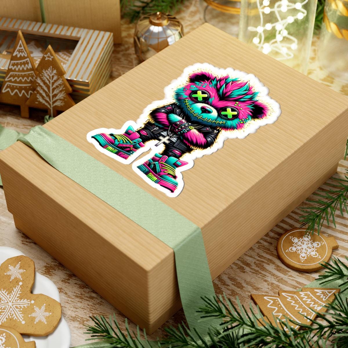 ColorFlow | Neon Cyber Bear Vinyl Sticker | Graffiti Streetwear Gamer Sticker | Waterproof Glossy or Matte