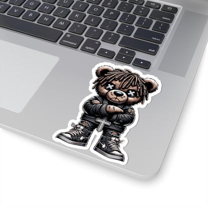 Dreadlock Bear Vinyl Sticker: Gothic Streetwear, Waterproof Laptop Decal