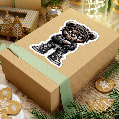 Dreadlock Bear Vinyl Sticker: Gothic Streetwear, Waterproof Laptop Decal