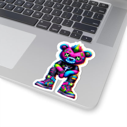 ColorFlow | Neon Rainbow Bear Vinyl Sticker | Graffiti Streetwear Gamer Sticker | Waterproof Glossy or Matte