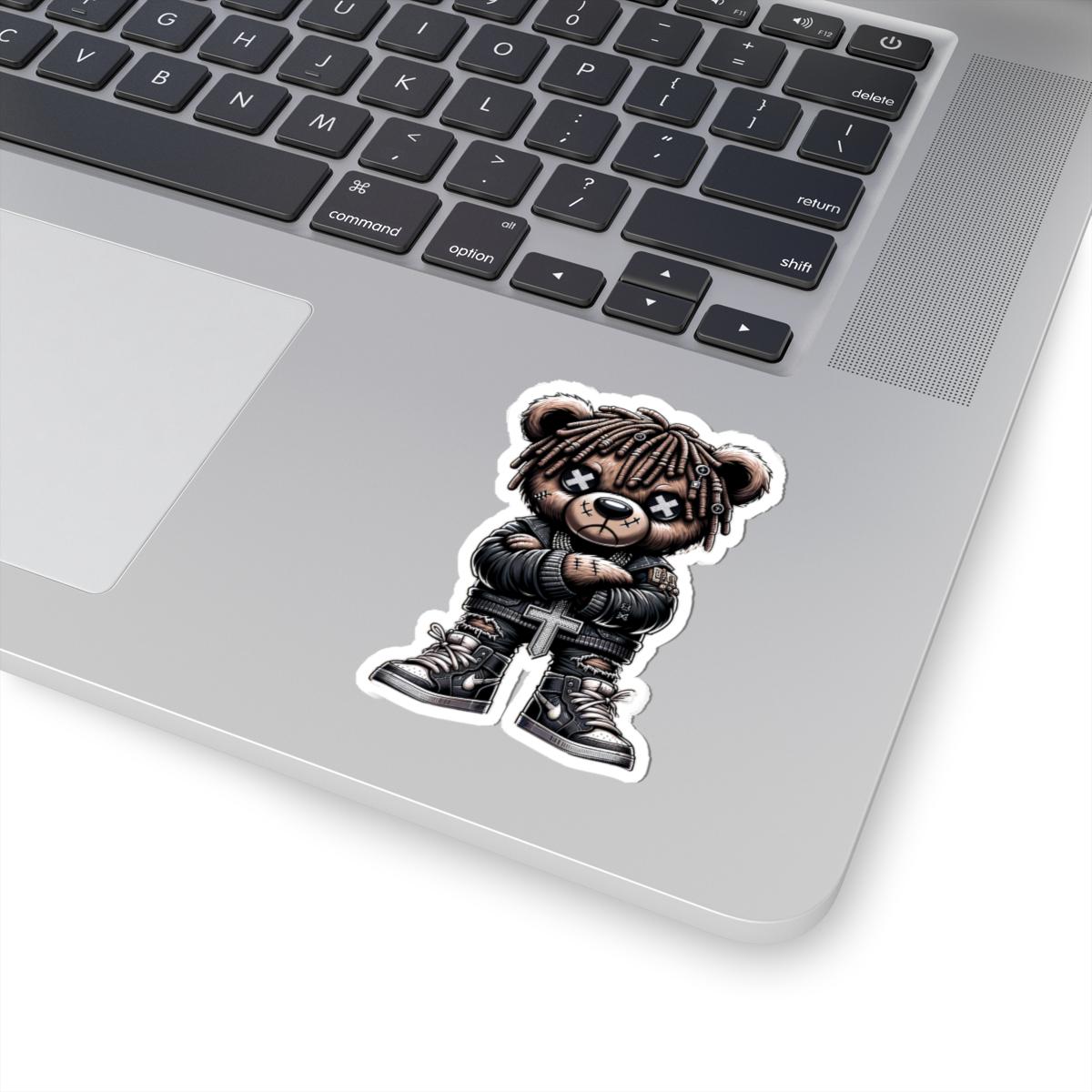 Dreadlock Bear Vinyl Sticker: Gothic Streetwear, Waterproof Laptop Decal