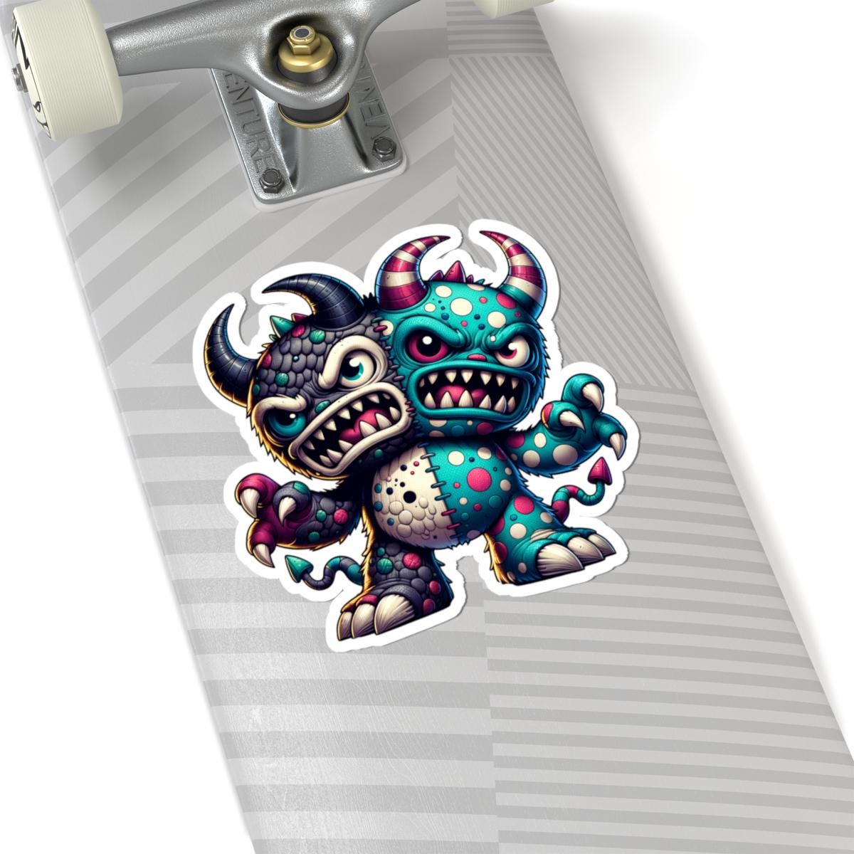 Two-Headed Monster Vinyl Sticker: Waterproof Art Decal for Laptop, Water Bottle