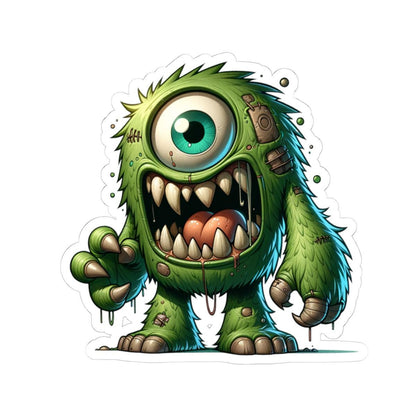Green Cyclops Monster Vinyl Sticker: Waterproof Laptop Decal