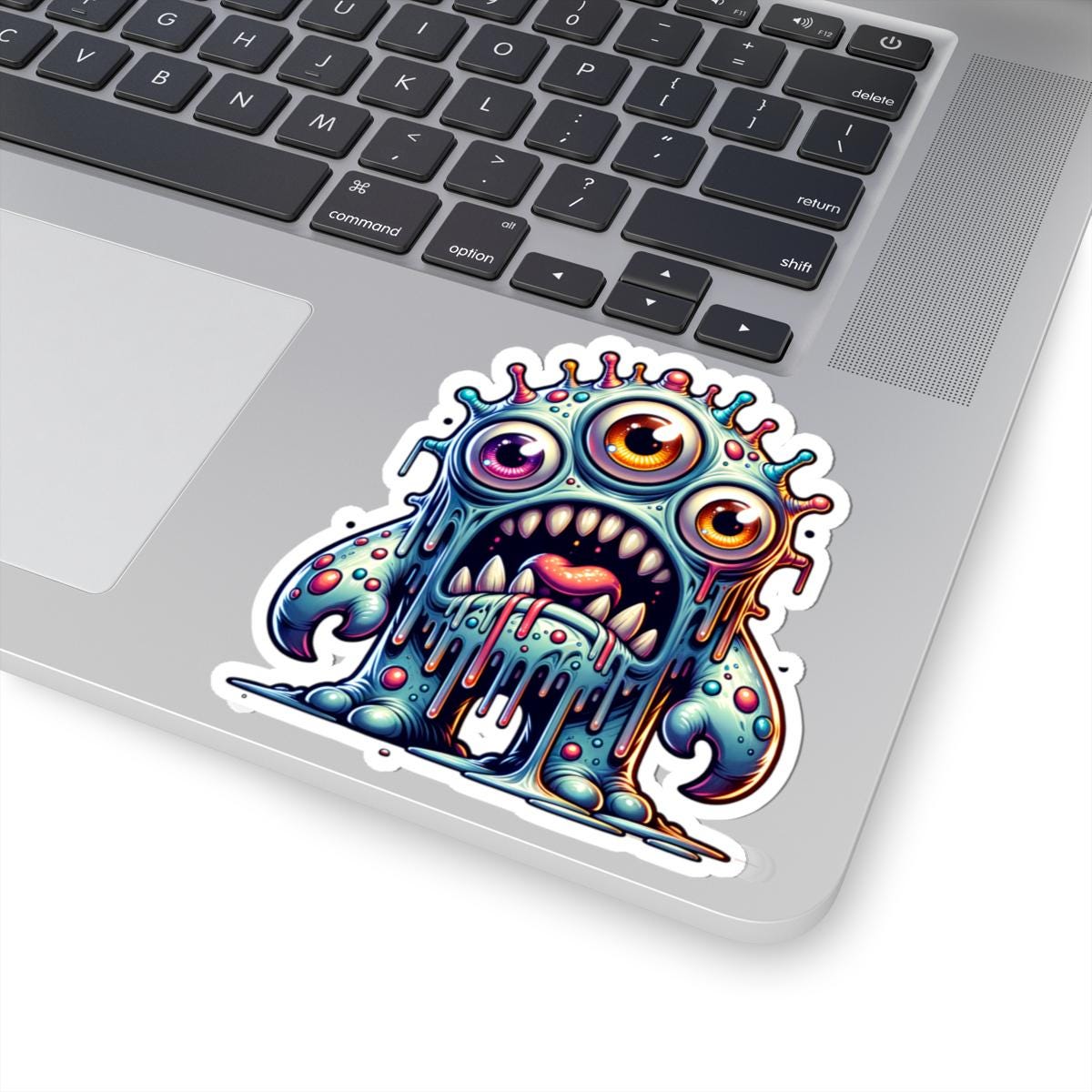 Dripping Three-Eyed Monster Vinyl Sticker: Waterproof Art Decal