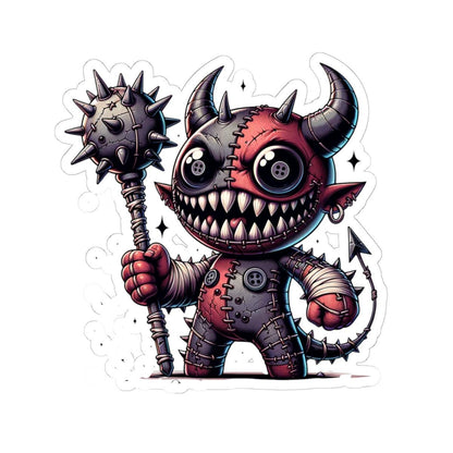 ColorFlow | Stitched Demon Plushie Monster Vinyl Sticker | Creepy Cute Art Decal | Unique Collectible | Fun Gift for All Ages
