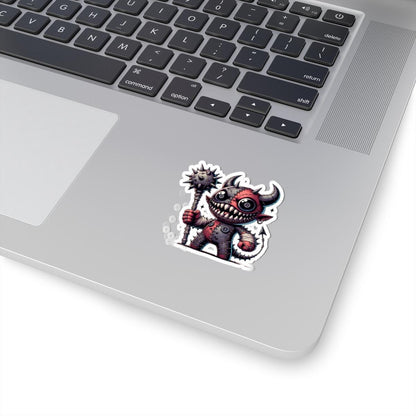 ColorFlow | Stitched Demon Plushie Monster Vinyl Sticker | Creepy Cute Art Decal | Unique Collectible | Fun Gift for All Ages