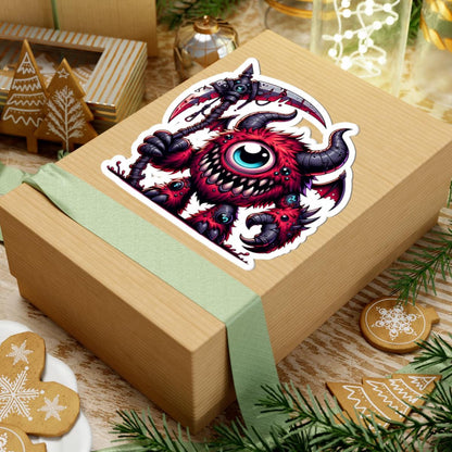 ColorFlow | Red Cyclops Demon Monster Vinyl Sticker | Furry Fantasy Art Decal | Unique Collectible | Cool Monster Gift