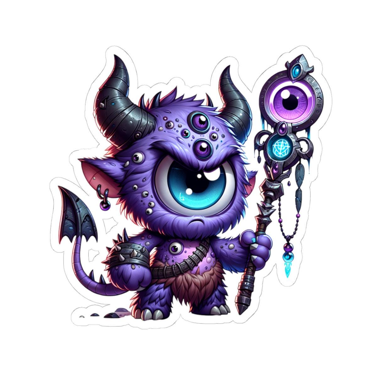 Purple Cyclops Wizard Monster Sticker: Fantasy Art Decal
