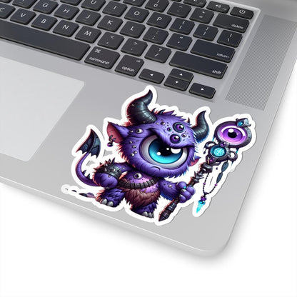 Purple Cyclops Wizard Monster Sticker: Fantasy Art Decal