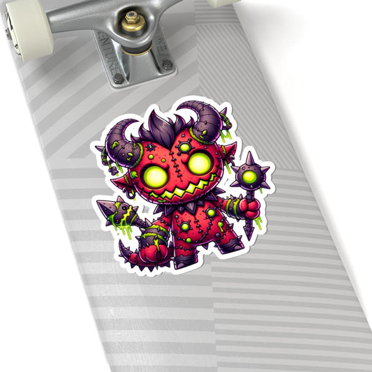 ColorFlow | Neon Red Stitched Demon Monster Vinyl Sticker | Glowing Mace Art Decal | Fantasy Collectible | Unique Gift
