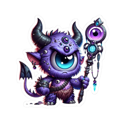 Purple Cyclops Wizard Monster Sticker: Fantasy Art Decal