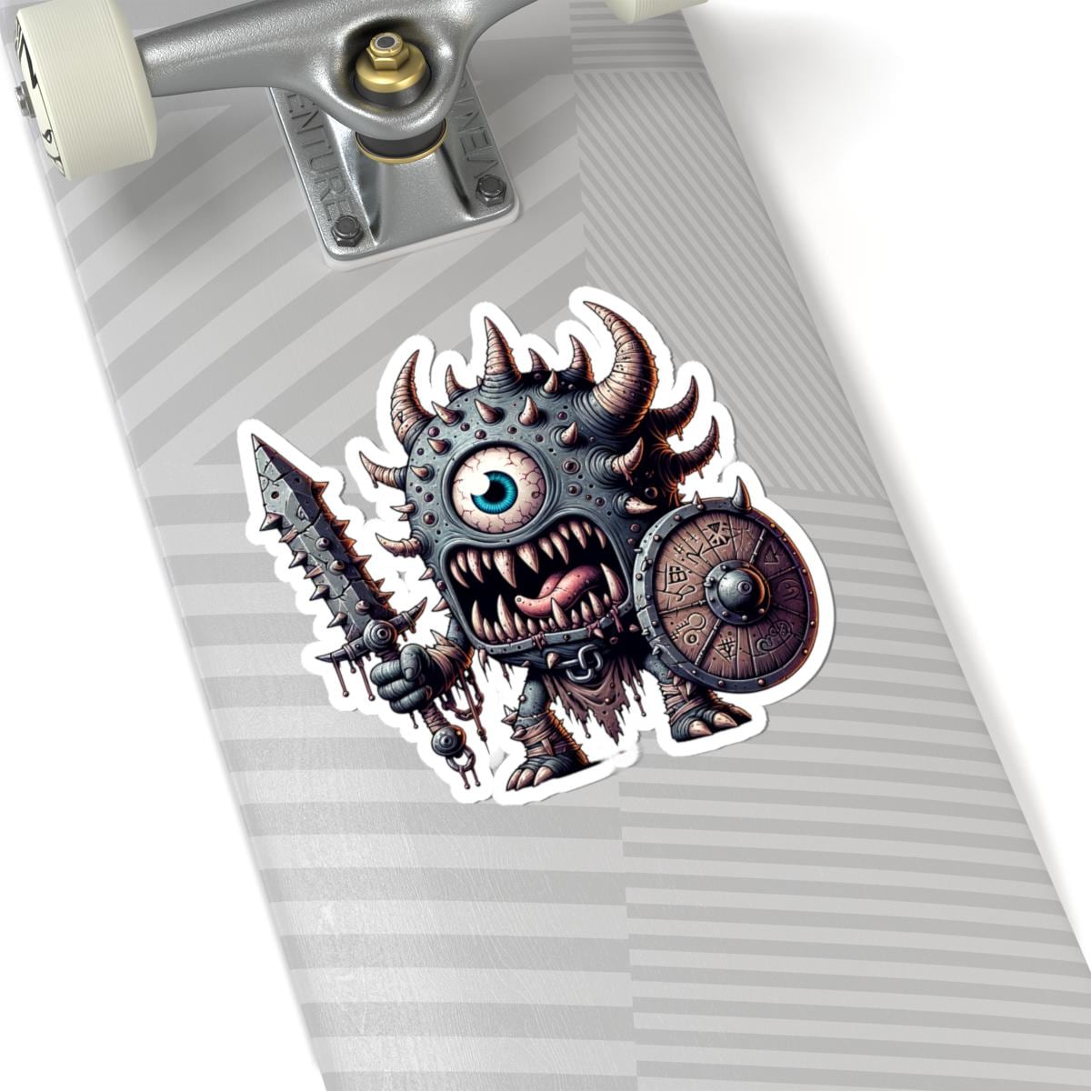 Spiked Cyclops Warrior Vinyl Sticker: Fantasy Art Decal