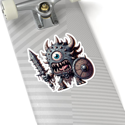 Spiked Cyclops Warrior Vinyl Sticker: Fantasy Art Decal