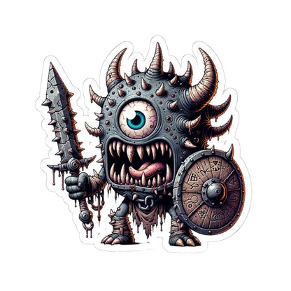 Spiked Cyclops Warrior Vinyl Sticker: Fantasy Art Decal