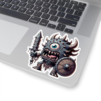 Spiked Cyclops Warrior Vinyl Sticker: Fantasy Art Decal
