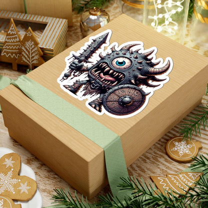 Spiked Cyclops Warrior Vinyl Sticker: Fantasy Art Decal
