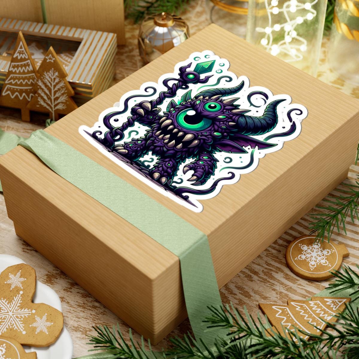 Purple Cyclops Sorcerer Vinyl Sticker: Fantasy Art Decal