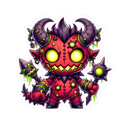 ColorFlow | Neon Red Stitched Demon Monster Vinyl Sticker | Glowing Mace Art Decal | Fantasy Collectible | Unique Gift