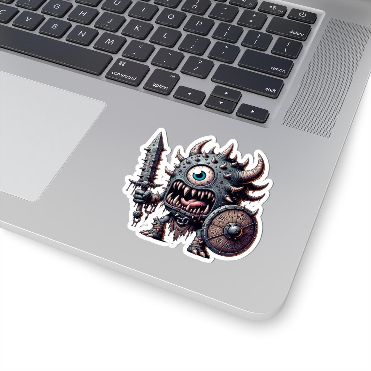 Spiked Cyclops Warrior Vinyl Sticker: Fantasy Art Decal