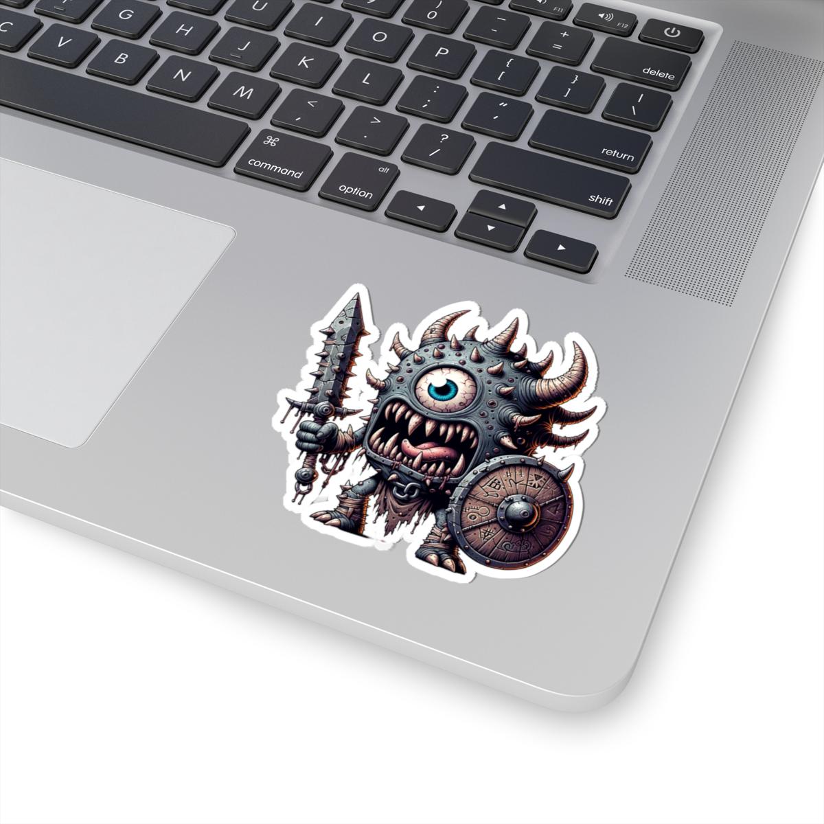Spiked Cyclops Warrior Vinyl Sticker: Fantasy Art Decal