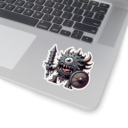 Spiked Cyclops Warrior Vinyl Sticker: Fantasy Art Decal