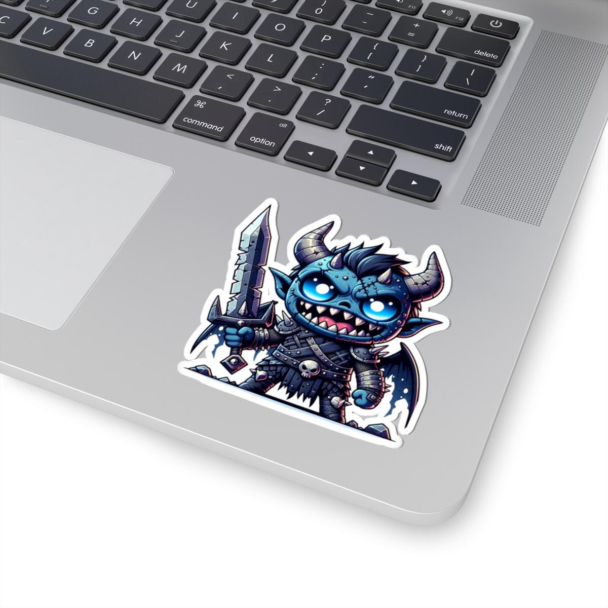 ColorFlow | Blue Armored Demon Warrior Monster Vinyl Sticker | Fantasy Art Decal | Unique Collectible | Cool Gift Idea