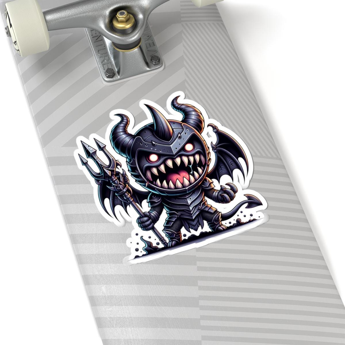 ColorFlow | Armored Demon Monster Vinyl Sticker | Trident Art Decal | Fantasy Warrior Collectible | Unique Monster Gift