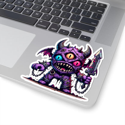 ColorFlow | Purple Three Eyed Demon Monster Vinyl Sticker | Fantasy Art Decal | Unique Collectible | Cool Gift Idea