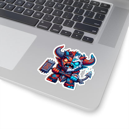 Fire and Ice Beast Vinyl Sticker: Dual Element Fantasy Art Decal