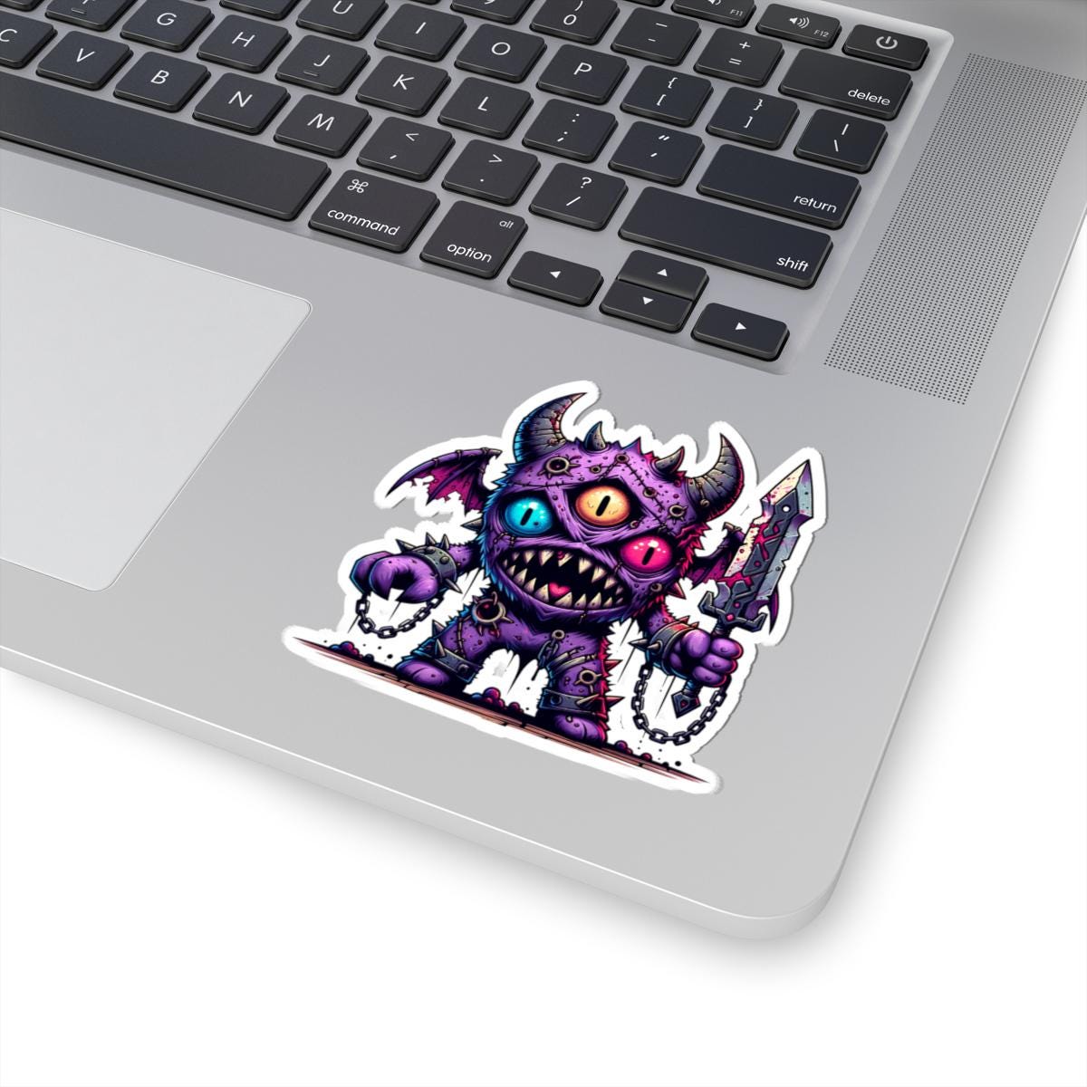 ColorFlow | Purple Three Eyed Demon Monster Vinyl Sticker | Fantasy Art Decal | Unique Collectible | Cool Gift Idea