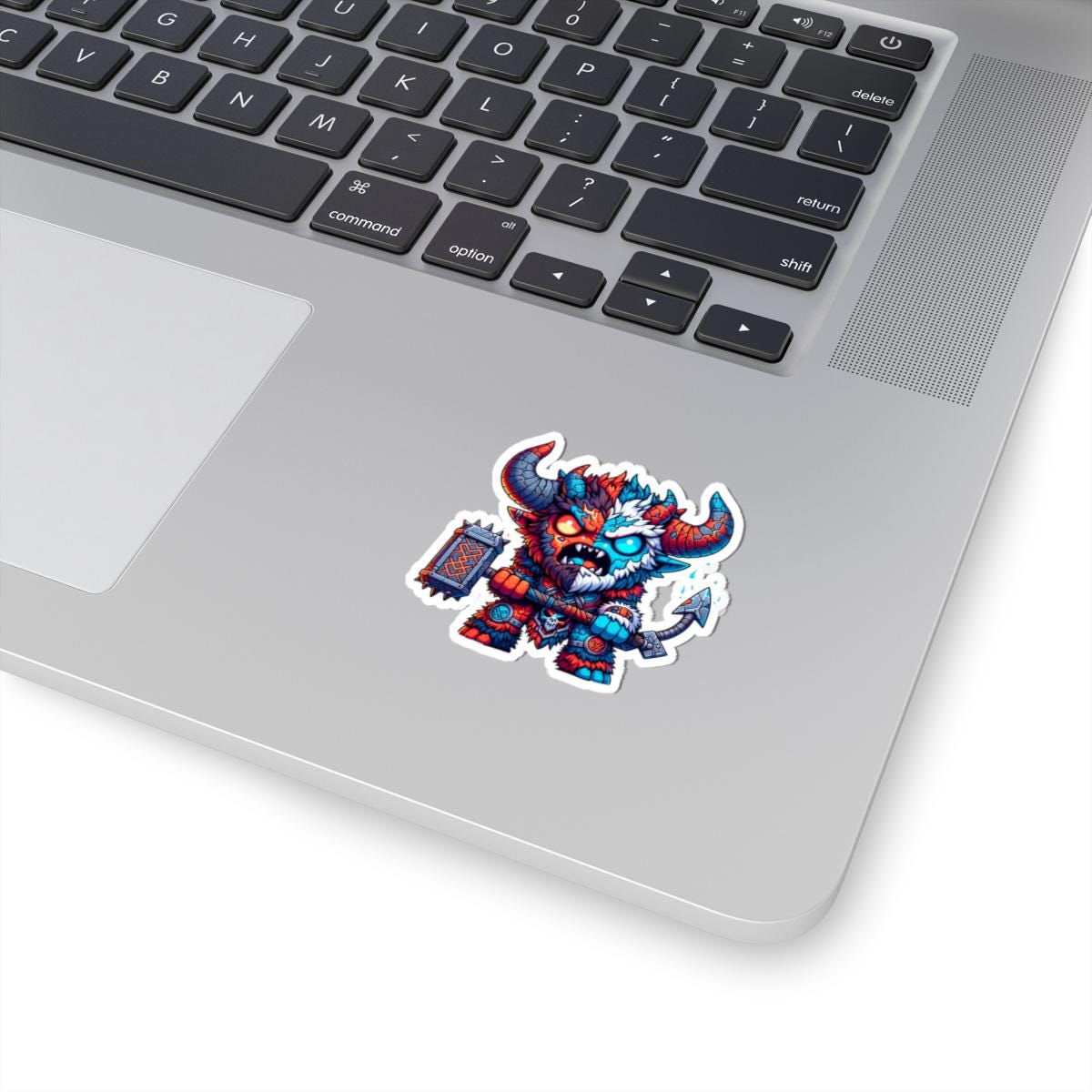 Fire and Ice Beast Vinyl Sticker: Dual Element Fantasy Art Decal