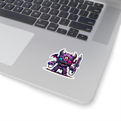 ColorFlow | Purple Three Eyed Demon Monster Vinyl Sticker | Fantasy Art Decal | Unique Collectible | Cool Gift Idea